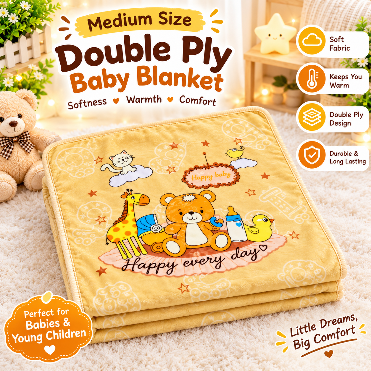 Cozy Double Ply Baby Blanket Ad Cozy Double Ply Baby Blanket Ad
