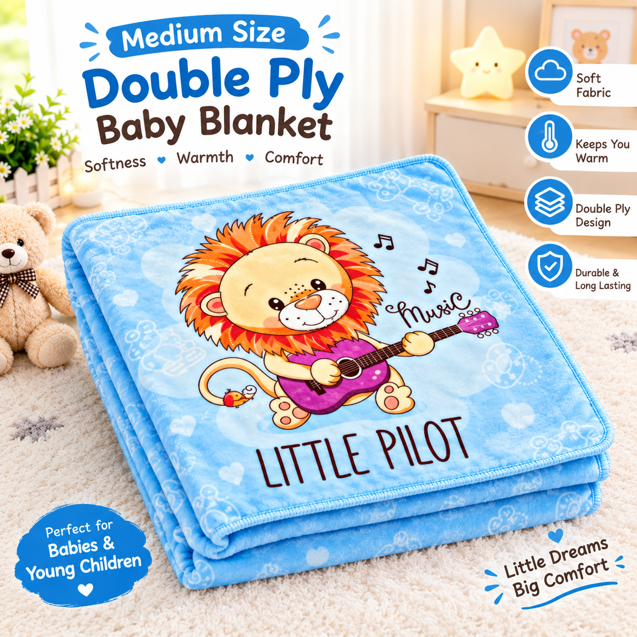 Little Pilot Double-Ply Baby Blanket Little Pilot Double-Ply Baby Blanket